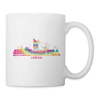 Leipziger Skyline Bunt Stadtbild Leipzig - Tasse - Weiß - Rechts
