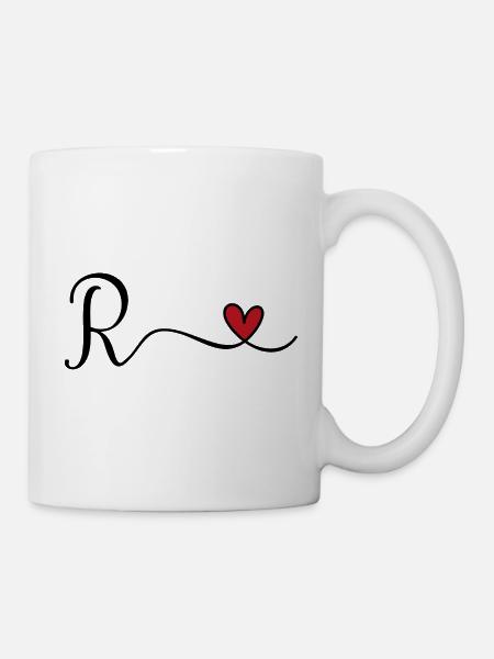 Buchstabe R Monogramm - Tasse - Weiß