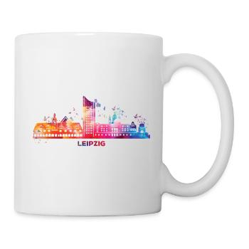 Leipziger Skyline Bunt Stadtbild Leipzig - Tasse - Weiß - Rechts