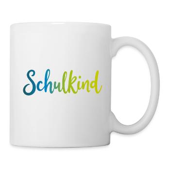 Schulkind Farbverlauf Blau- Grün - Gradient Script - Tasse - Weiß - Rechts