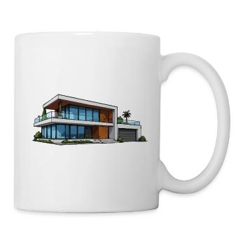 Moderne Villa Architektur Illustration - Tasse - Weiß - Rechts