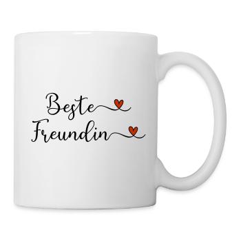 Beste Freundin Schriftzug mit Herz Geschenk - Tasse - Weiß - Rechts
