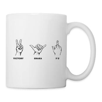 Victory Shaka FU Handzeichen Set – Illustration - Tasse - Weiß - Rechts