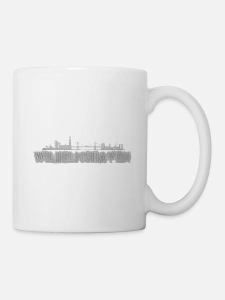 Wilhelmshaven Skyline | Maritimes Nordsee Design - Tasse - Weiß