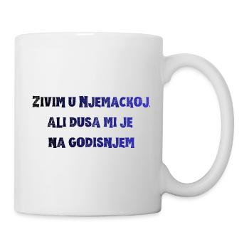Kraftvoller Blau-Typo Spruch - Tasse - Weiß - Rechts