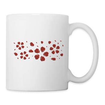 Abstraktes rotes florales Pinselmuster - Tasse - Weiß - Rechts