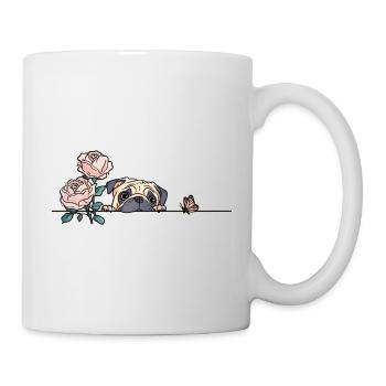 Carlin avec papillon - Mug blanc - blanc - Droite