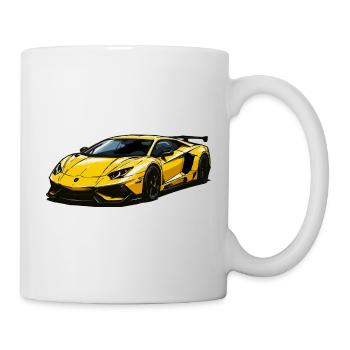 Illustration de voiture de sport jaune - Mug blanc - blanc - Droite