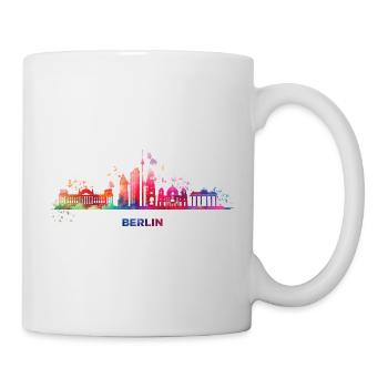 Skyline Bunt Berliner Stadtbild Berlin - Tasse - Weiß - Rechts