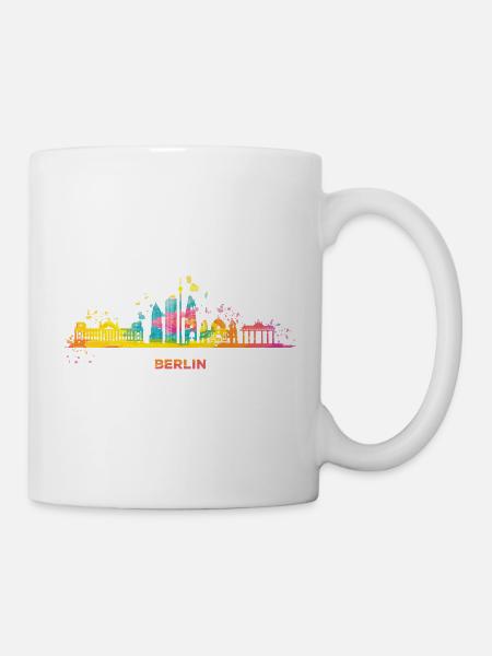 Skyline Bunt Berliner Stadtbild Berlin - Tasse - Weiß