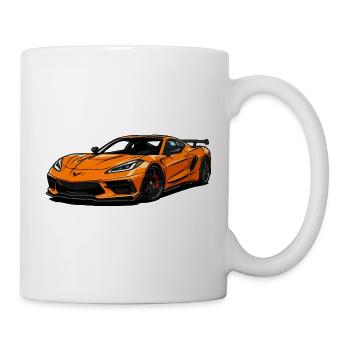 Orangener Sportwagen Illustration - Tasse - Weiß - Rechts