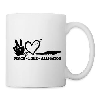 Peace Love Alligator – Funny Reptile Design - Mug - white - Right