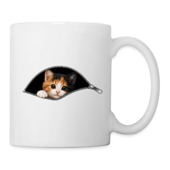 Cute Kitten Zipper Cat - Mug - white - Right