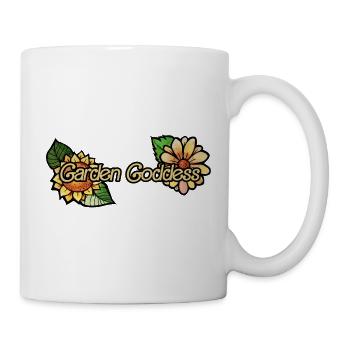 Gartengöttin Blumen-Wortzeichen - Tasse - Weiß - Rechts