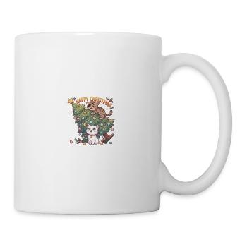 Happy Christmas – Süße Katzen & Weihnachtschaos - Tasse - Weiß - Rechts