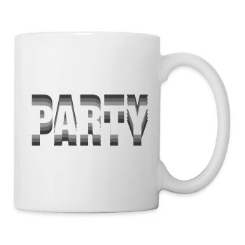 Party– Minimalistisches Typografie Statement - Tasse - Weiß - Rechts