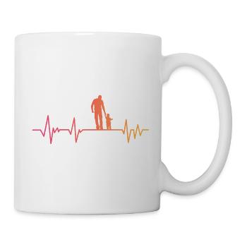 Vater und Sohn Herzschlag Geschenk Vater Sohn - Tasse - Weiß - Rechts
