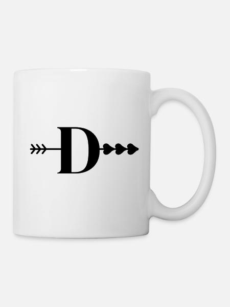 Buchstabe d, Pfeilherz - Tasse - Weiß