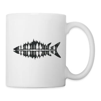 Pêcheur Nature Poisson Forêt Minimaliste - Mug blanc - blanc - Droite