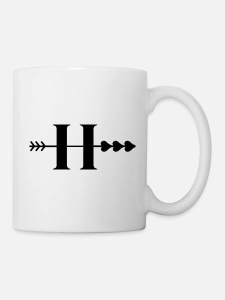 Buchstabe h Pfeilherz - Tasse - Weiß