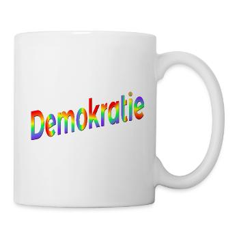 Regenbogen Demokratie - Tasse - Weiß - Rechts