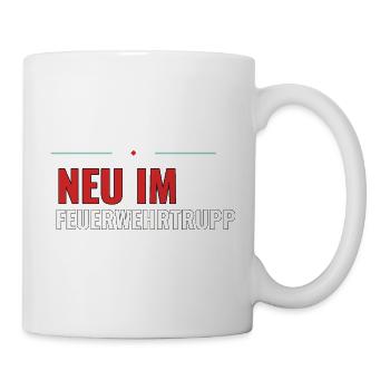 Neu im Feuerwehrtrupp – Geschenk für Kids - Tasse - Weiß - Rechts