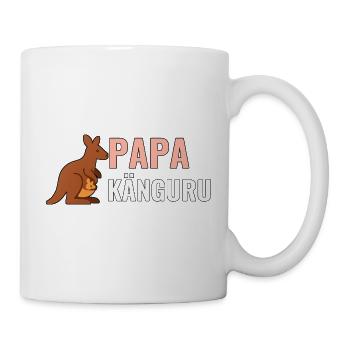 Papa Känguru – Geschenkshirt für neue Väter - Tasse - Weiß - Rechts