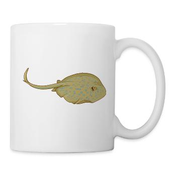 Blaupunktrochen im Cartoon Stil - Tasse - Weiß - Rechts