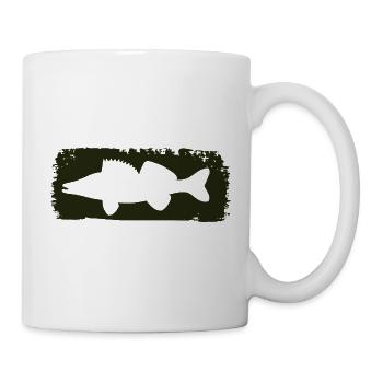 Zander im Farbstrich - grün - Tasse - Weiß - Rechts