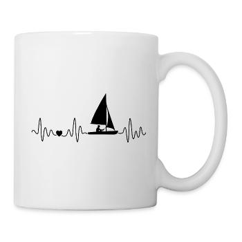 Retro Segeln Herzschlag Mit Segelboot Für Segler - Tasse - Weiß - Rechts