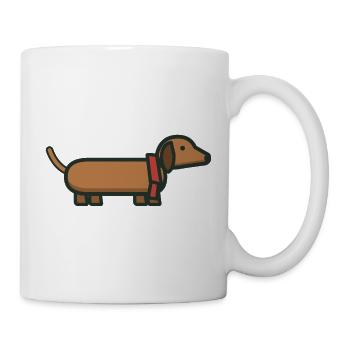 Dackel mit Schal – Kleines Brustemblem - Tasse - Weiß - Rechts