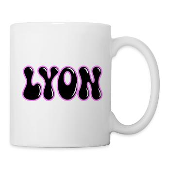 Lyon Retro Groovy Black & Pink Contour - Tasse - Weiß - Rechts