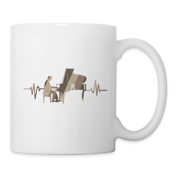 Pianist am Flügel mit Herzschlag - Tasse - Weiß - Rechts