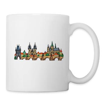 Prag als bunte Kinderzeichnung auf der Brücke - Tasse - Weiß - Rechts