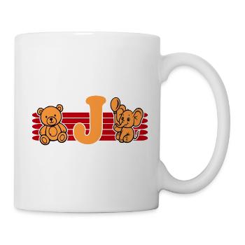 Baby Name Buchstabe J  Vorname Teddybär Elefant - Tasse - Weiß - Rechts