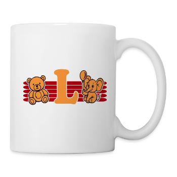 Baby Name Buchstabe L Vorname Teddybär Elefant - Tasse - Weiß - Rechts