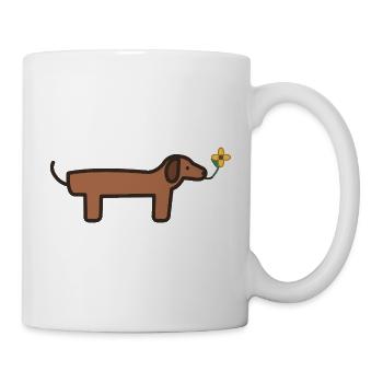 Dackel mit einer Blume – ein süßer Hund - Tasse - Weiß - Rechts