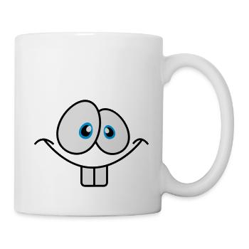 Grinsendes Comic Gesicht mit großen Hasenzähnen - Tasse - Weiß - Rechts