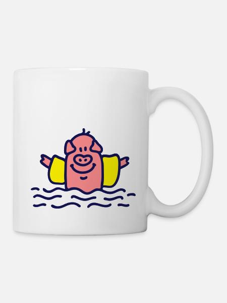 Schwein Schwimmflügel 3 - Tasse - Weiß