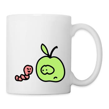 Apfel + Wurm 3 - Tasse - Weiß - Rechts