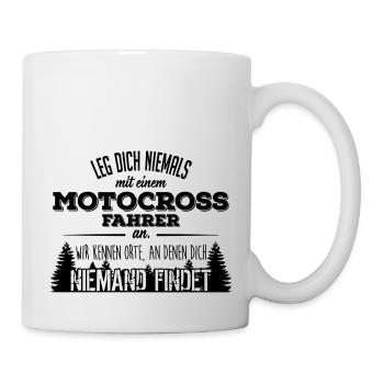 Leg dich niemals mit einem Motocross-Fahrer an - Tasse - Weiß - Rechts