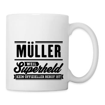 Superheld Müller - Tasse - Weiß - Rechts