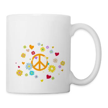 Peace Sign Flowers Heart Flower Child Valentine's Day - Mug - white - Right