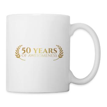50. Geburtstag: 50 Years of awesomeness - Tasse - Weiß - Rechts