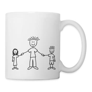 family_dad_with_girl_and_boy_1c - Tasse - Weiß - Rechts