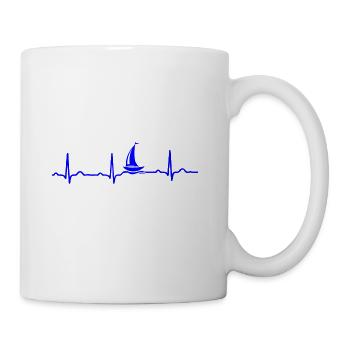 EKG HERZSCHLAG BOOT SEGELSCHIFF YACHT Blue - Tasse - Weiß - Rechts