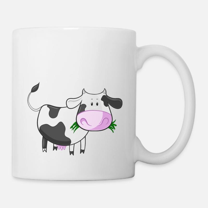 Nosy cartoon cow - Mug - white