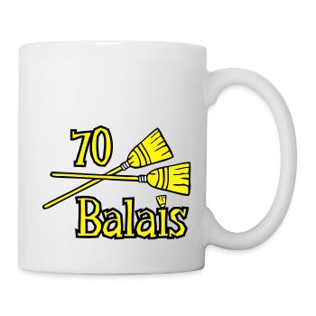 70 Jahre Besen - Tasse - Weiß - Rechts