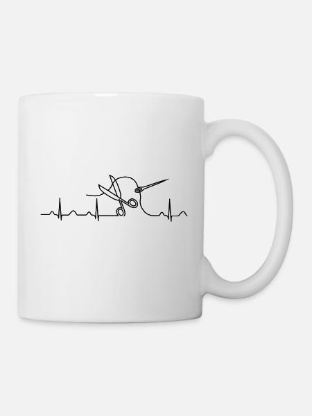 Nähen Heartbeat schwarz - Tasse - Weiß