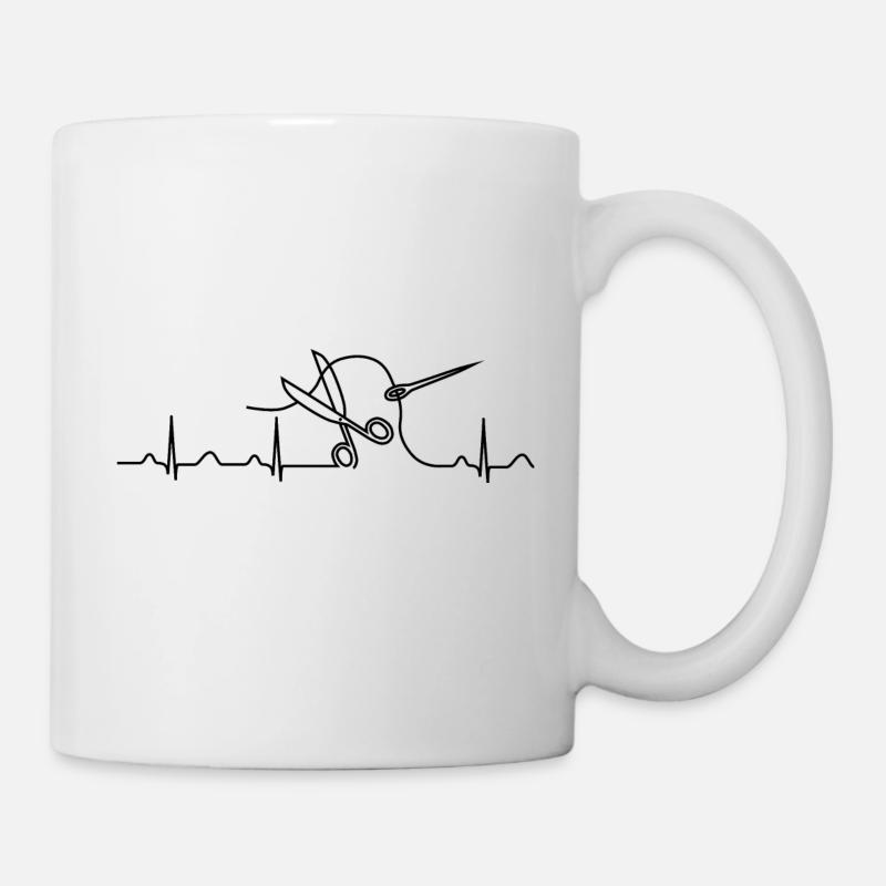 Nähen Heartbeat schwarz - Tasse - Weiß